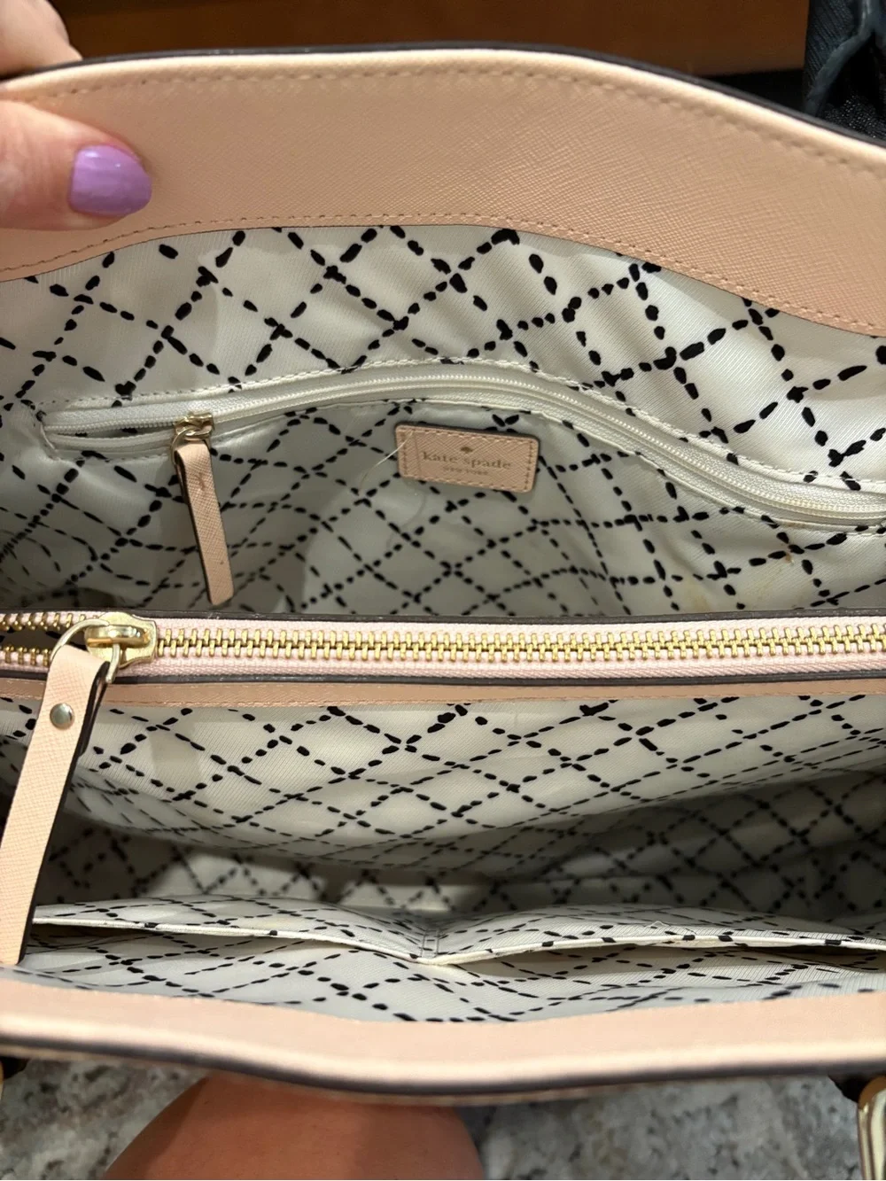 kate spade Two-Tone Blush Pink and Black Large Leather Tote